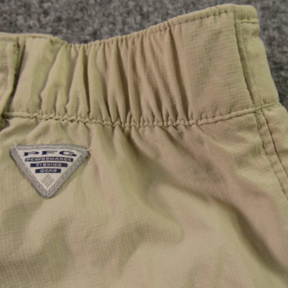 Columbia Pants Men Medium PFG Convertible Cargo Tan Nylon Ripstop Hiking Fishing